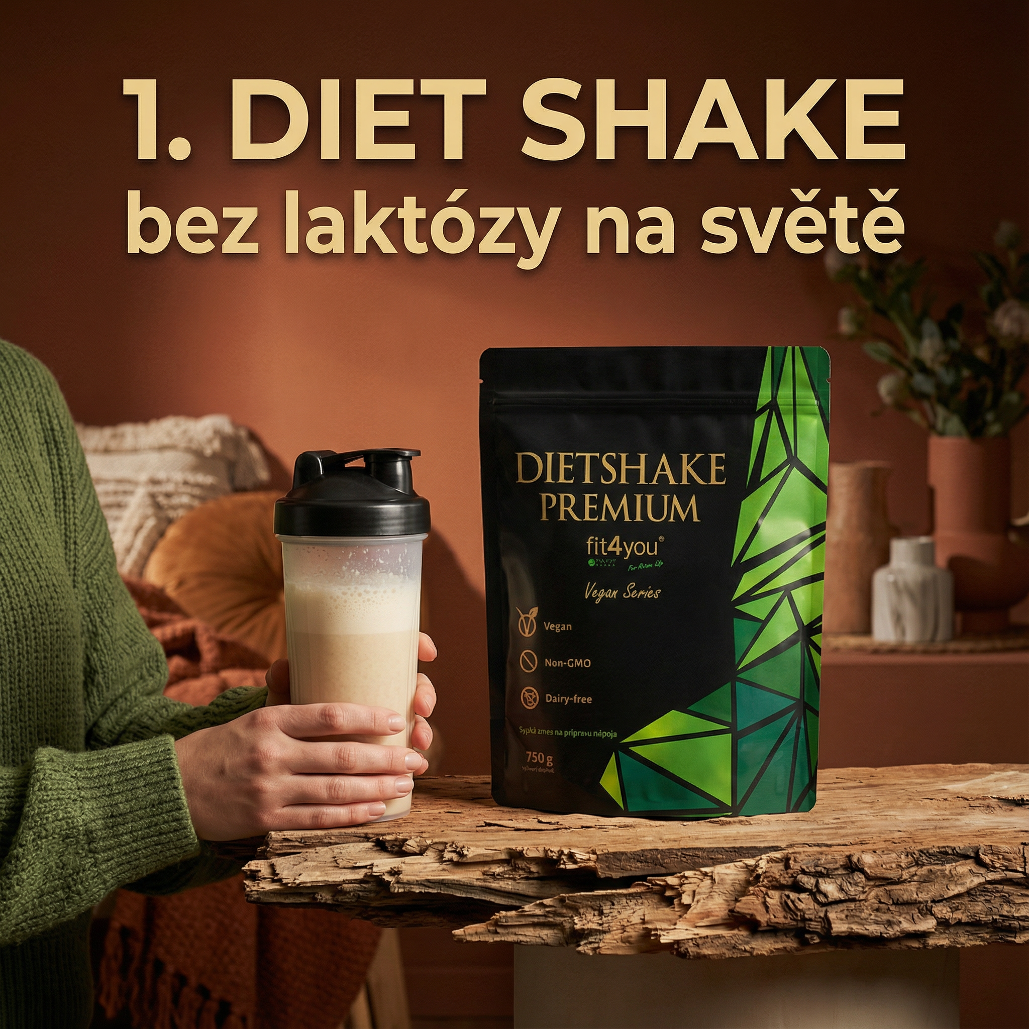 1+1 ZDARMA: Diet shake premium bez laktózy (veganský) - Obrázek 2